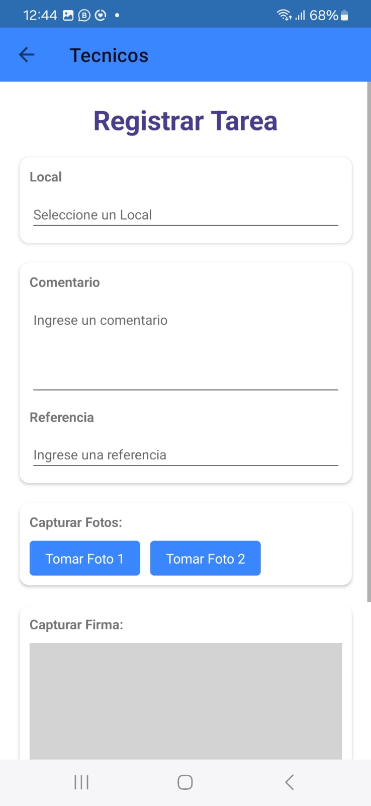 Registrar Tarea - APP Móvil SEVISEP